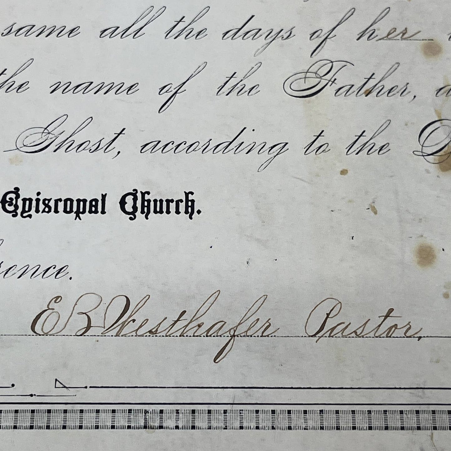 1891 North Indiana Methodist Church Baptism Certificate Verna Willcoxon FL5