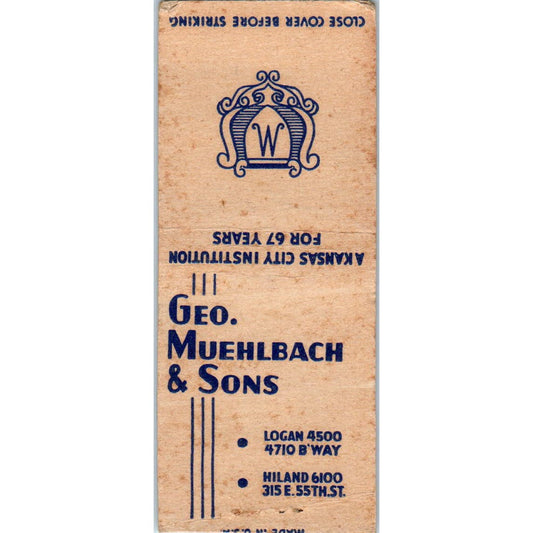 Geo. Muehlbach & Sons Agency Kansas City MO Advertising Matchbook Cover SA9-M3