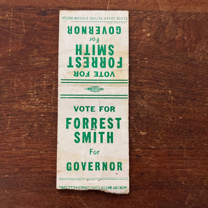 Vote For Forrest Smith for Governor Political Advertising Matchbook Cover SB3-M4