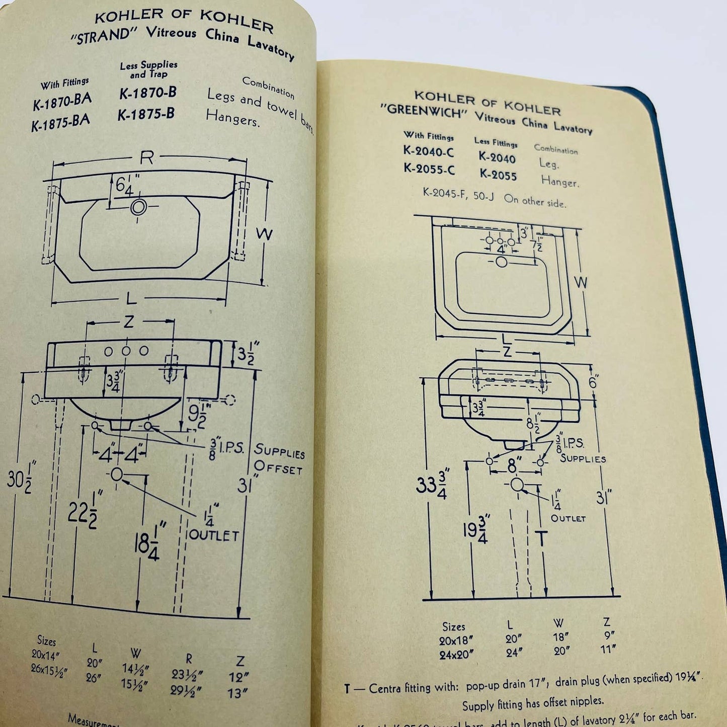 1939 Kohler Roughing-In Service Manual Plumbing Fixtures Heating Equipment TD8