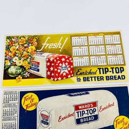 1942, 48, 51 Advertising Blotter Card Wards Tip Top Bread Calendar Set of 3 SC1