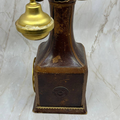 Vintage Italian Leather Wrapped Telephone Shape Decanter Bottle TC5