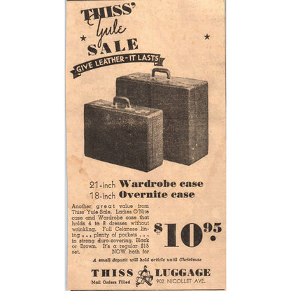 1935 Minneapolis Journal Newspaper Ad Thiss Luggage Nicollet Ave FL5-3
