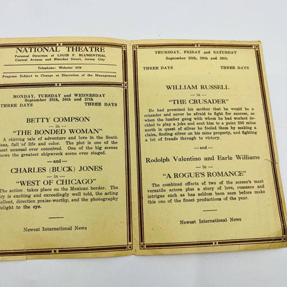 1920s National Theater Preview Booklet Jersey City NJ Louis F. Blumenthal D5