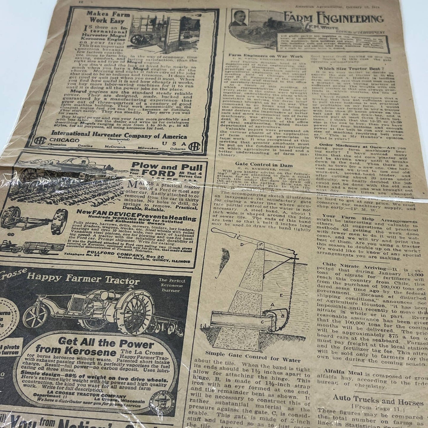 1918 Farm Engineering F.M White Farming Q&A Article American Agriculturalist AB7