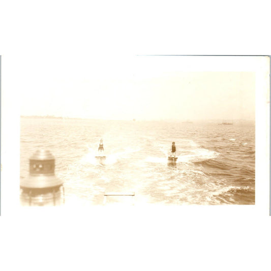 Antique Postcard RPPC Early Water Skiing Photo SE8