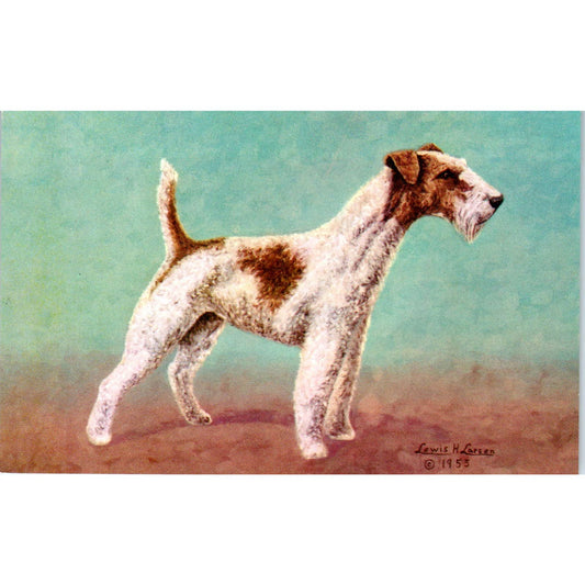 Lewis H. Larsen 1953 Wire Haired Fox Terrier Painting Original Postcard TK1-27