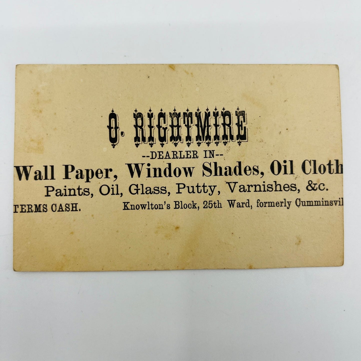 1880s Victorian Trade Card O. Rightmire Cumminsville OH Robins Bird Trap AH9-M8