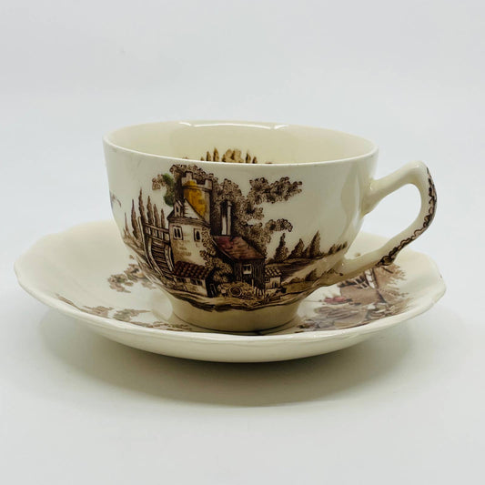 Johnson Brothers The Old Mill England Footed Coffee Cup & Saucer Set TD7