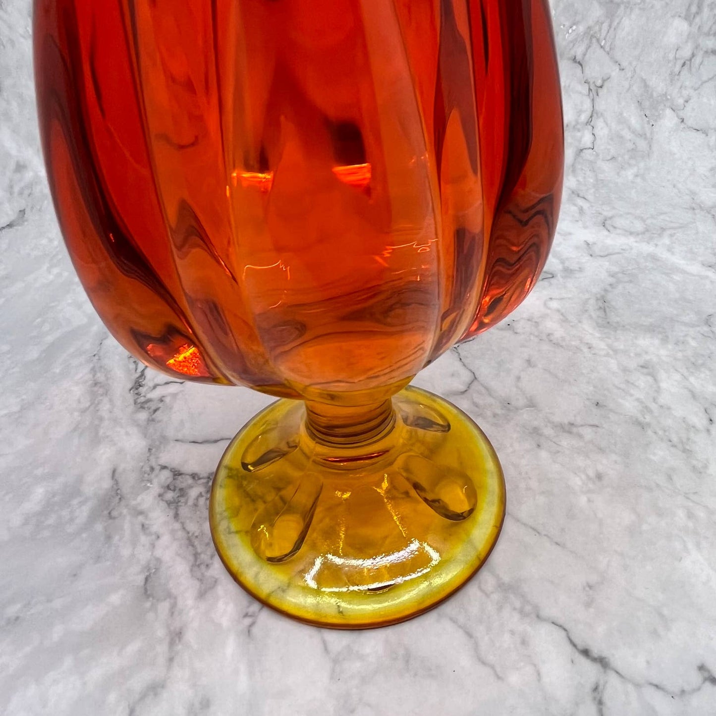 Large Viking Swung Glass Swung Orange and Red AMBERINA Vase 21 1/2” TD1