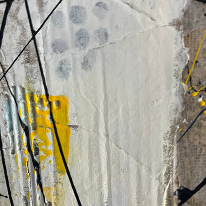 Original Framed Mixed Media Abstract Art Painting 23x19" 1985 w/ COA