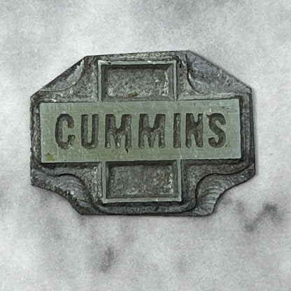 Vintage Printing Letterpress Printers Block Plate Cummins Logo TJ58