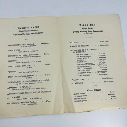 1921 Montclair High School Graduation Commencement Program & Invitation NJ D4