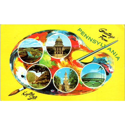 Vintage Postcard Pennsylvania Painter's Pallet Keystone State PA TD8-P2