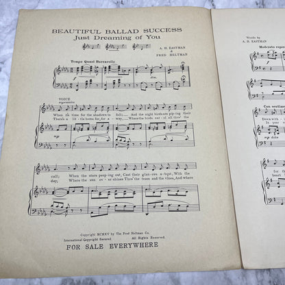 1913 COME TO ME Ballad Sheet Music EASTMAN & HELTMAN Blue Roses Flowers V42-2