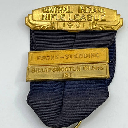 1951 Medal Central Indiana Rifle League Prone Standing Sharpshooter Class 1 SD8