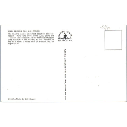 Mary Trimble Doll Collection Memorial Museum Branson MO Original Postcard PB6