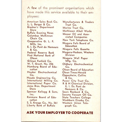 Hospital Service Corporation of Western New York Advertising Leaflet TK1-28