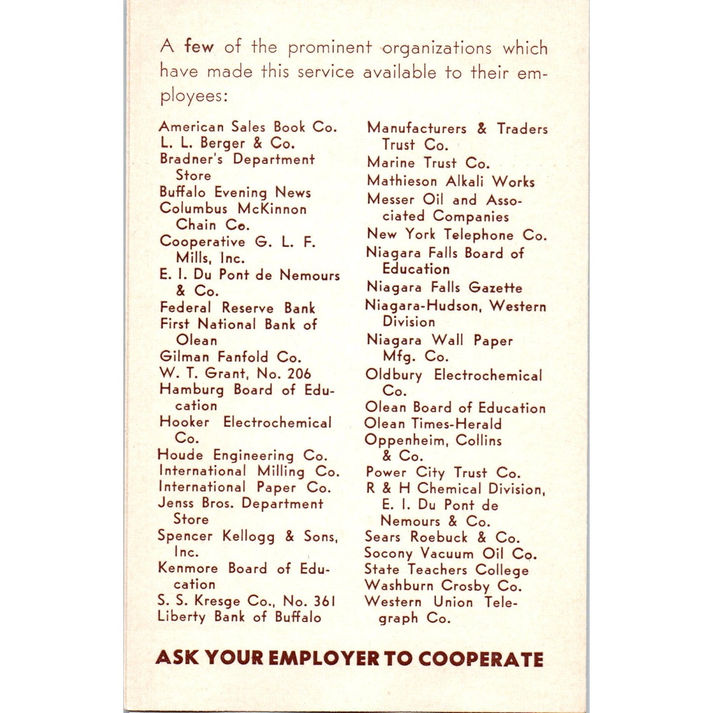 Hospital Service Corporation of Western New York Advertising Leaflet P2-2