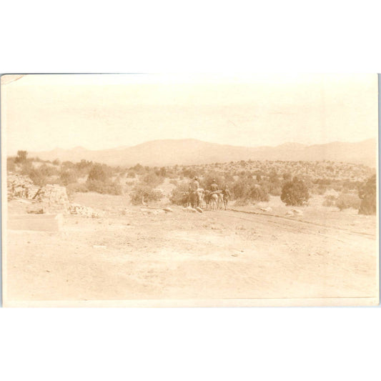 Antique RPPC Postcard Men Riding Horses Into The Desert AZ NM SE8