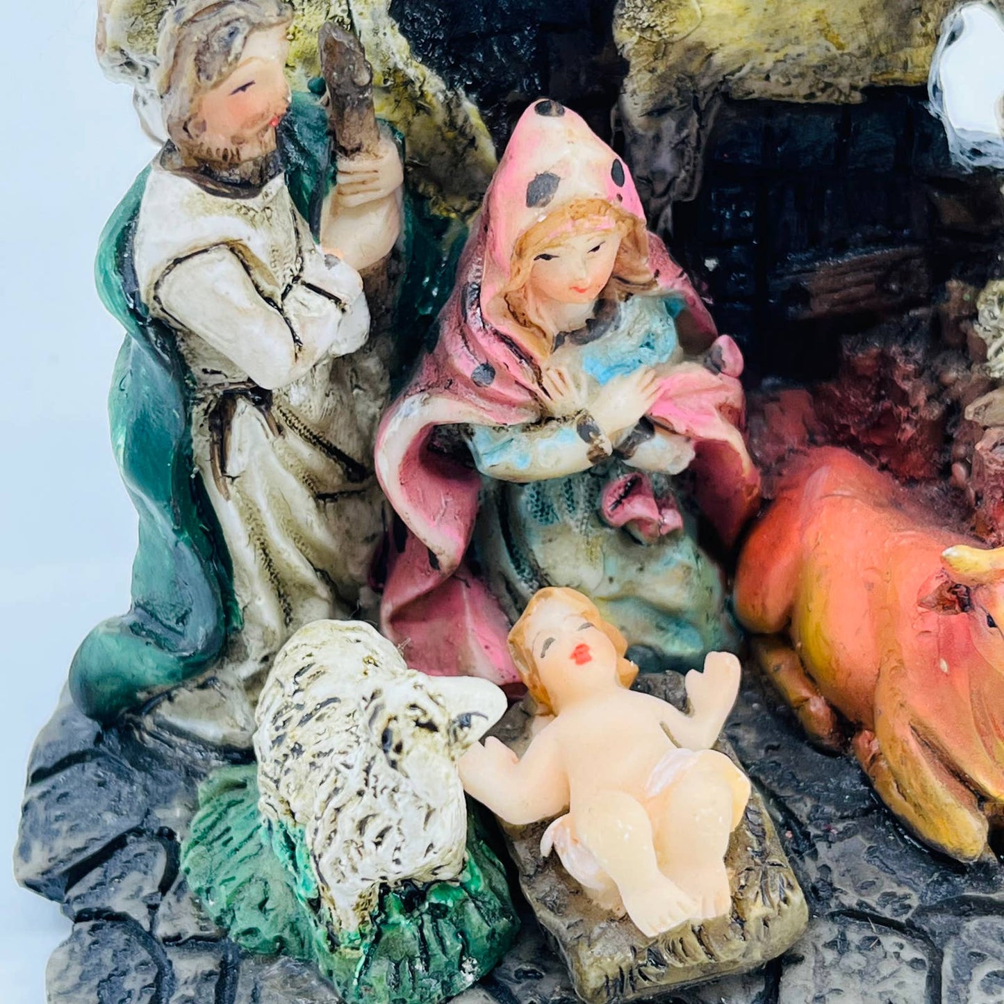 Vintage Hand Painted Cast Resin Mini Nativity Scene 3 1/2” TC1