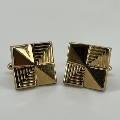 Vintage 1950s MCM MOD SWANK Cufflinks Cubist Gold Tone SE1