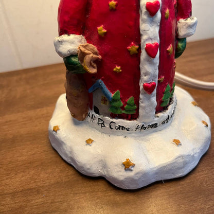 Vintage Santa's Workbench Novelty Resin Lamp Light, Father Christmas in box TA6