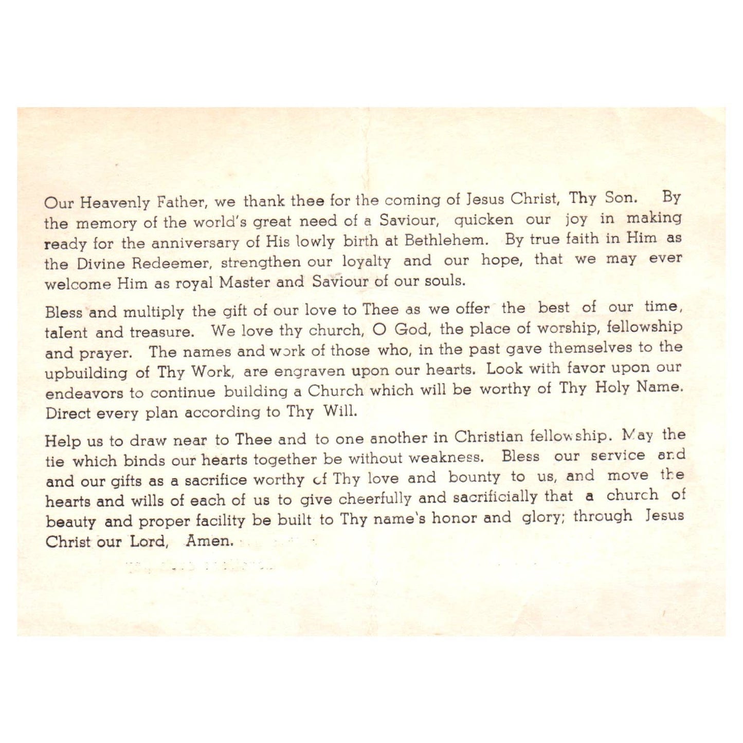 1920s First Evangelical United Brethren Church Kendallville IN Prayer Card SF3-5