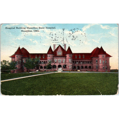 c1910 Postcard Hospital Building Massillon State Hospital Massillon Ohio TD9