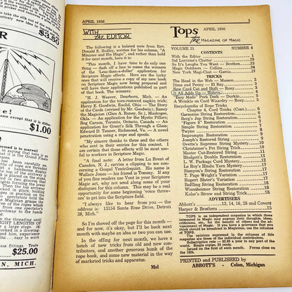1956 April - Tops Magazine of Magic - Tricks Magicians TF7