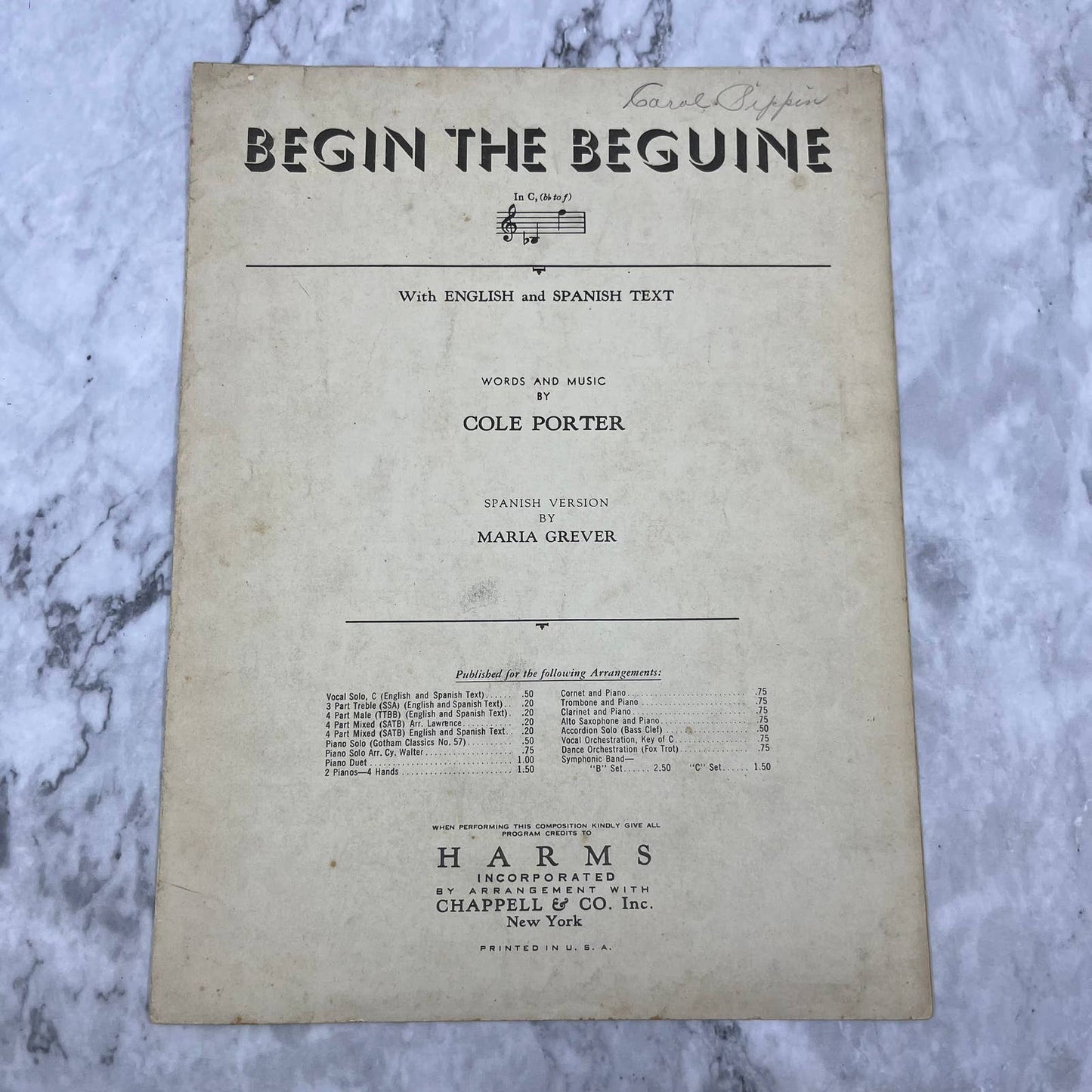 Begin The Beguine • Cole Porter • Vintage  1935 Sheet Music TH5