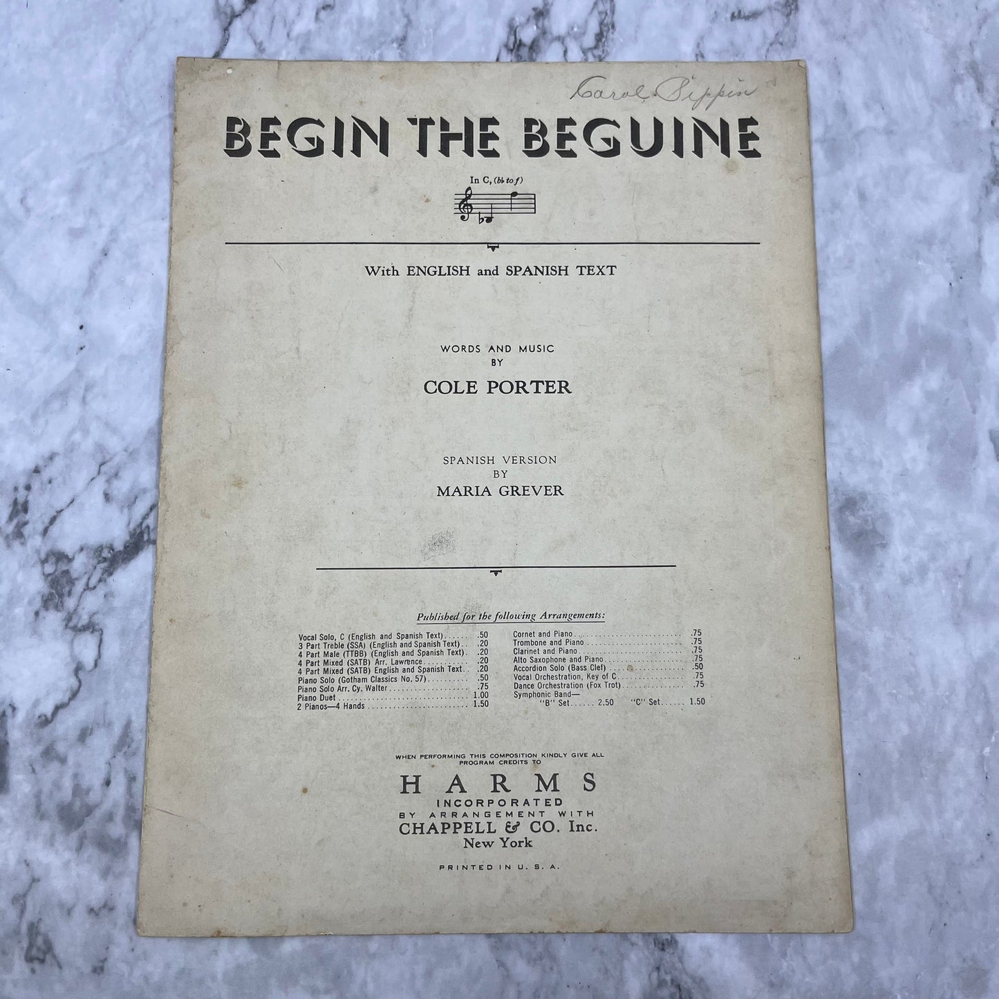 Begin The Beguine • Cole Porter • Vintage  1935 Sheet Music V38