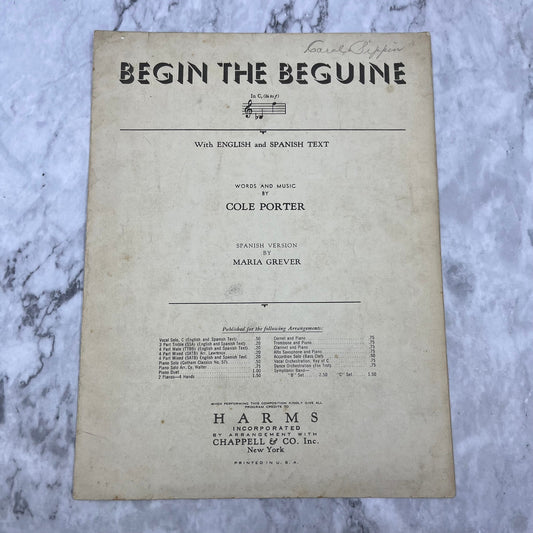 Begin The Beguine • Cole Porter • Vintage  1935 Sheet Music V38