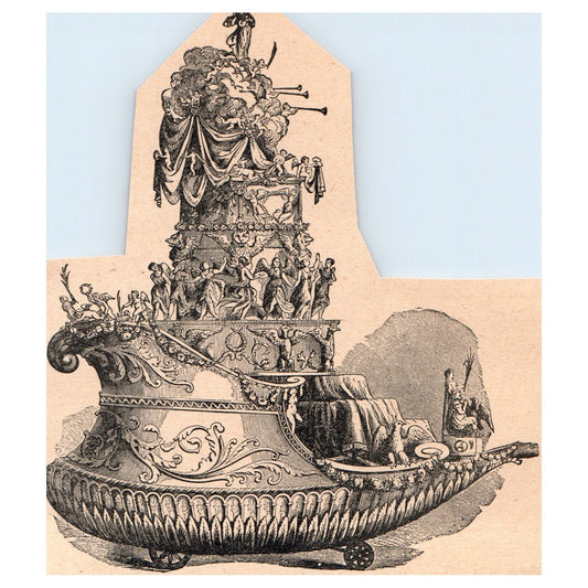 Festival Car of St. Rosalin Italy 4.5x5.5" Original Engraving 1899 AK5-H6