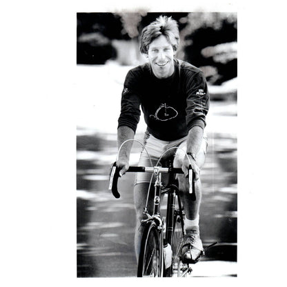 1980s Press Photo Cycling Man Riding Bike Boston Herald Nancy Lane 8x10" AD3