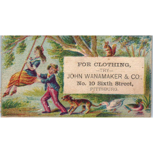 1880s Victorian Trade Card John Wanamaker & Co Clothing Pittsburgh PA SF2