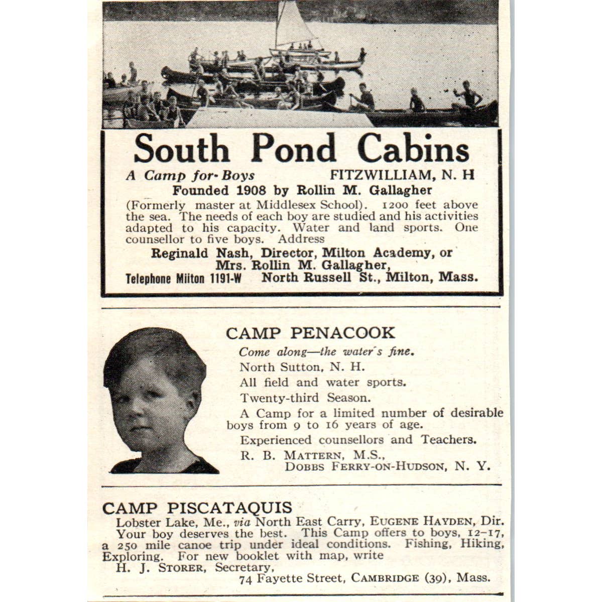 The Kineo Camp Harrison Maine Irving D. McColl - 1921 Original Ad TJ7-S