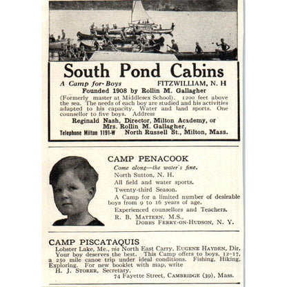 The Kineo Camp Harrison Maine Irving D. McColl - 1921 Original Ad TJ7-S