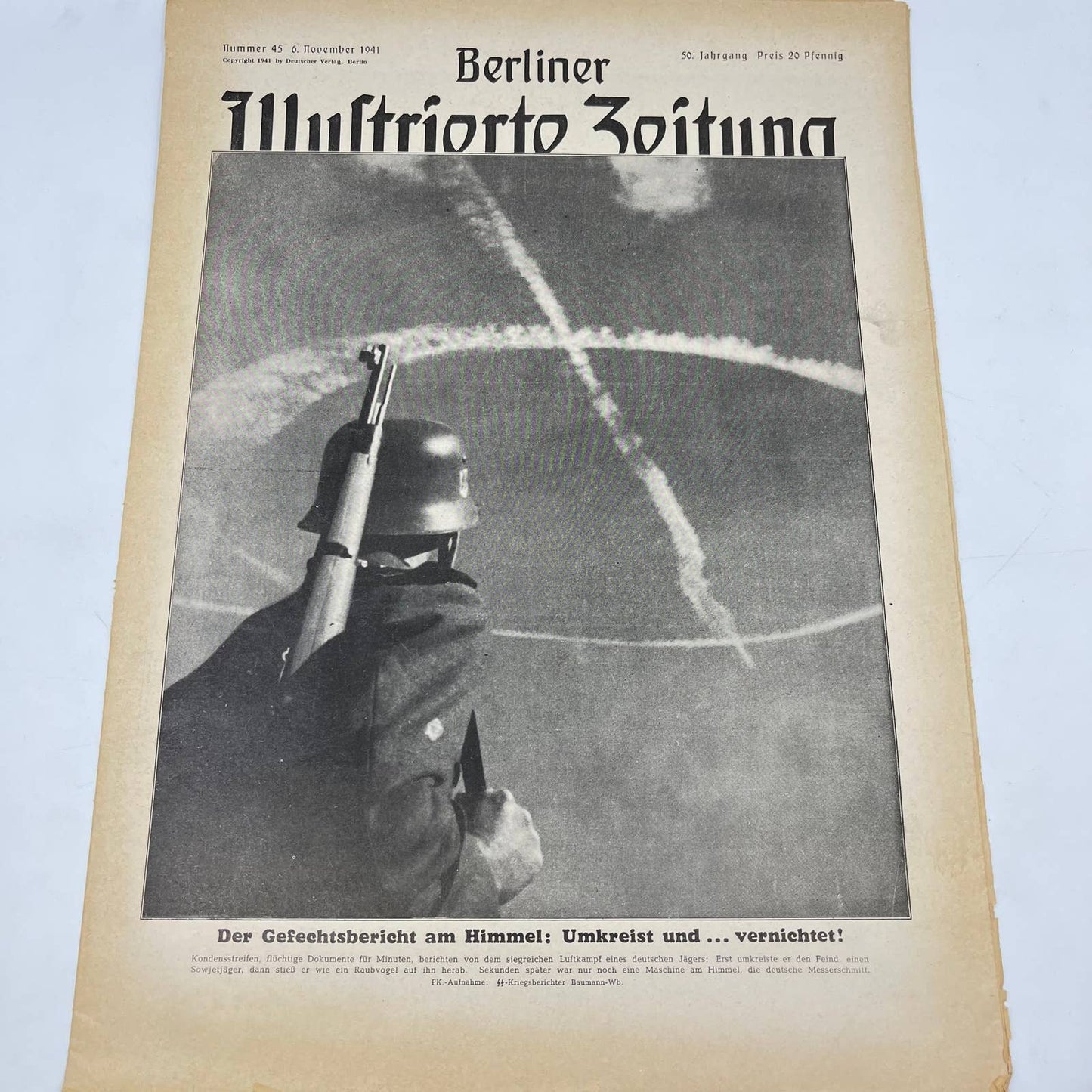 WWII Berliner Illustrated German Newspaper Nov 6 1941 Air Combat FL3