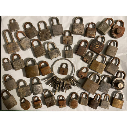 Vintage and Antique Lock Collection with Mismatched Keys