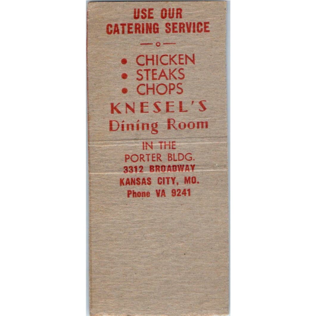 Knesel's Dining Room Kansas City MO Advertising Matchbook Cover SA9-M5