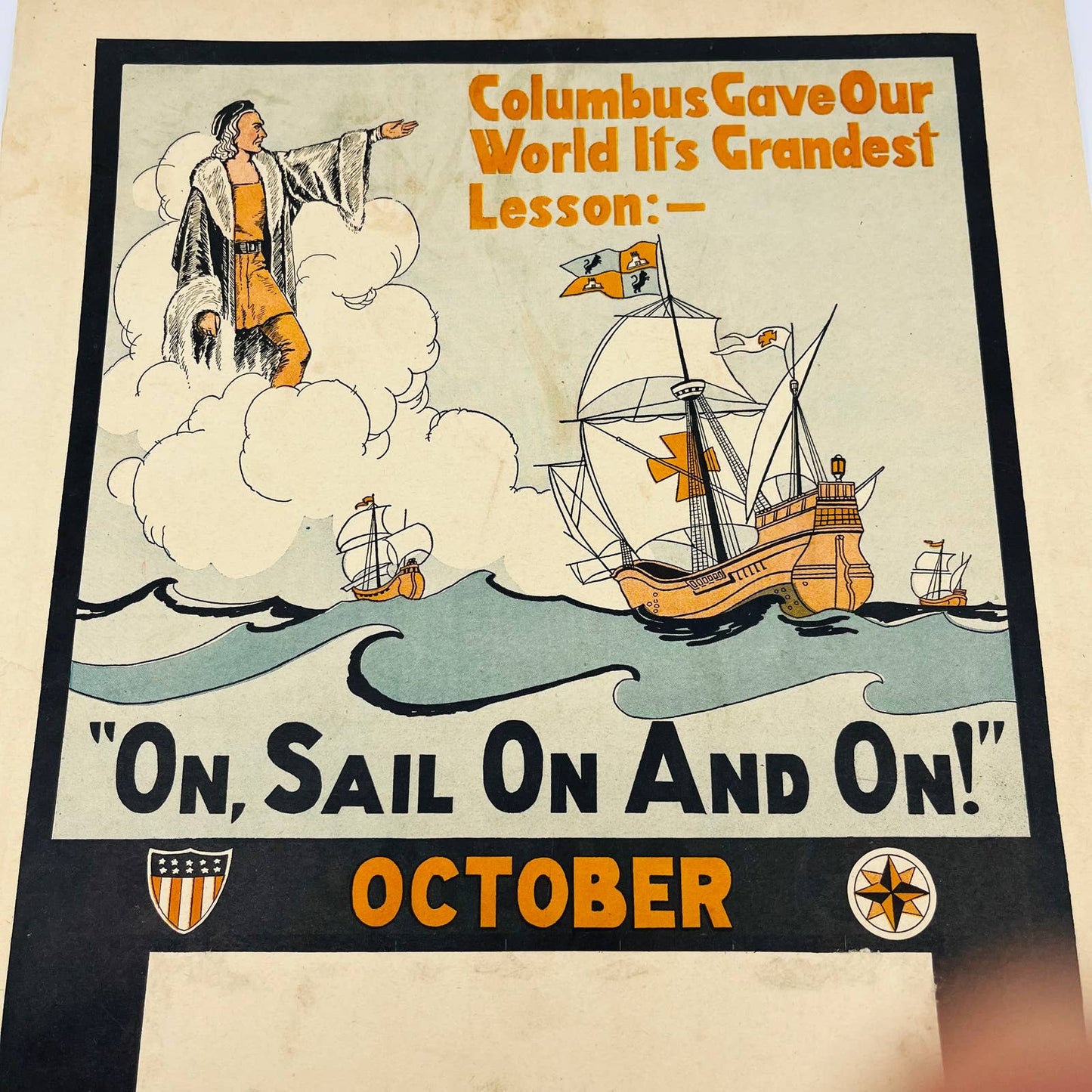 1932 Christopher Columbus Sail On Character Culture Citizenship Guides Poster #6