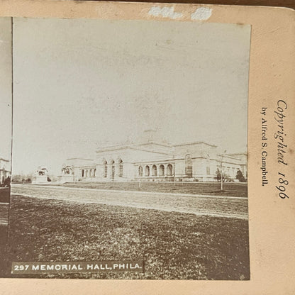 Memorial Hall Philadelphia PA 1896 Antique Stereoview Card TJ9-V2