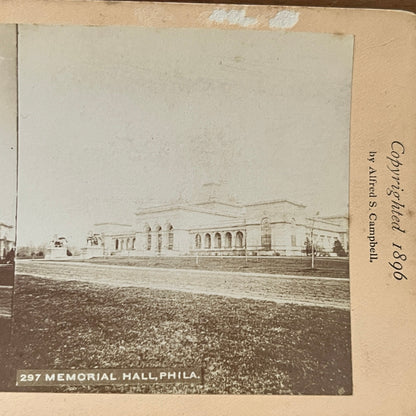 Memorial Hall Philadelphia PA 1896 Antique Stereoview Card H2-4