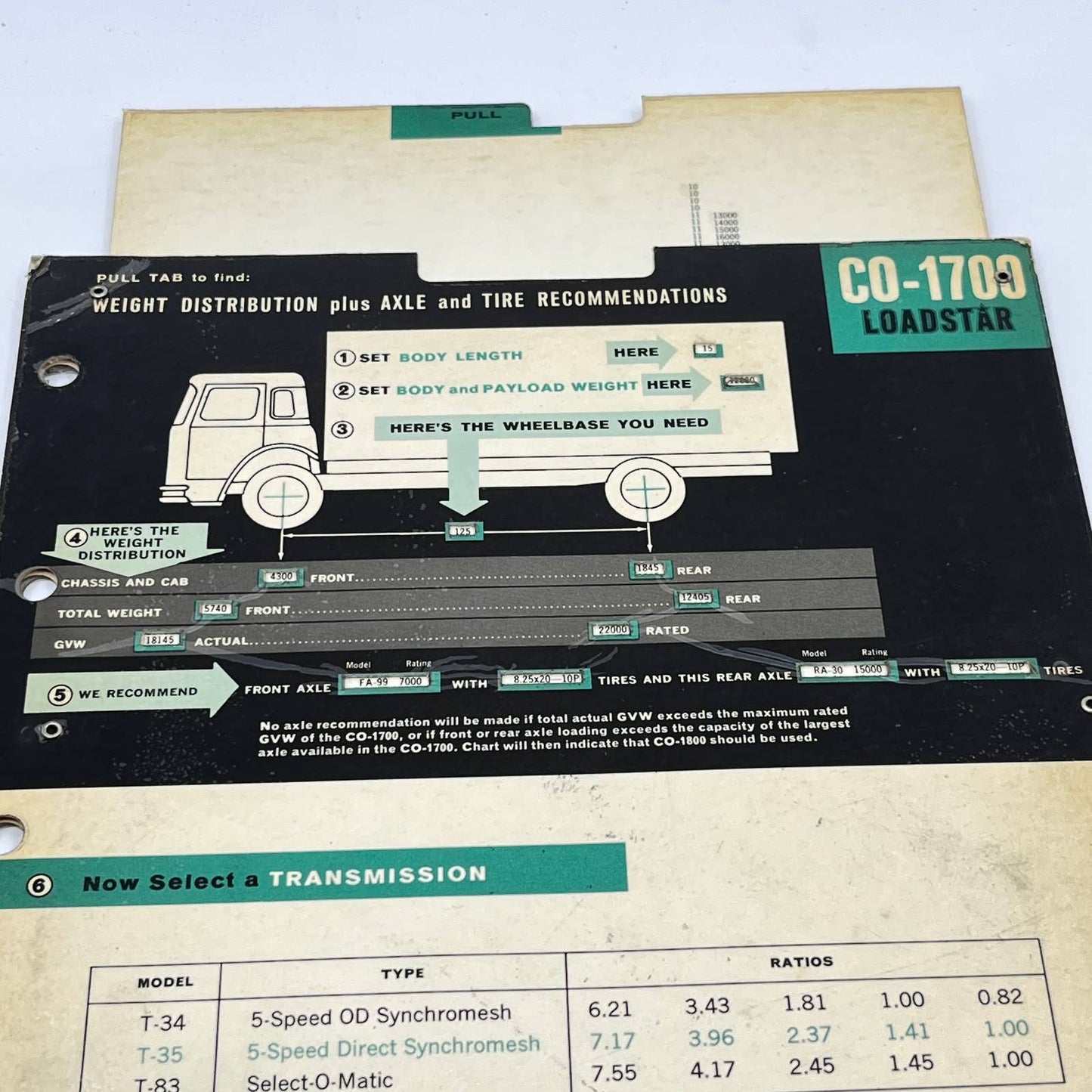 1963 IH Loadstar CO-1800 Tractor Selector Weight Distribution Calculator TF8