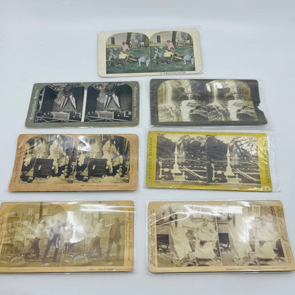 1880s Stereoview Card Lot of 7 Victorian Images People & Places TA9