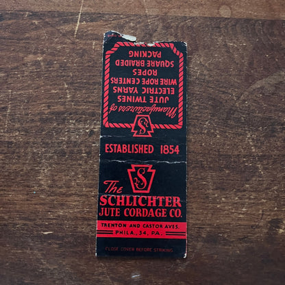 The Schlichter Jute Cordage Co Philadelphia Advertising Matchbook Cover MM11-4