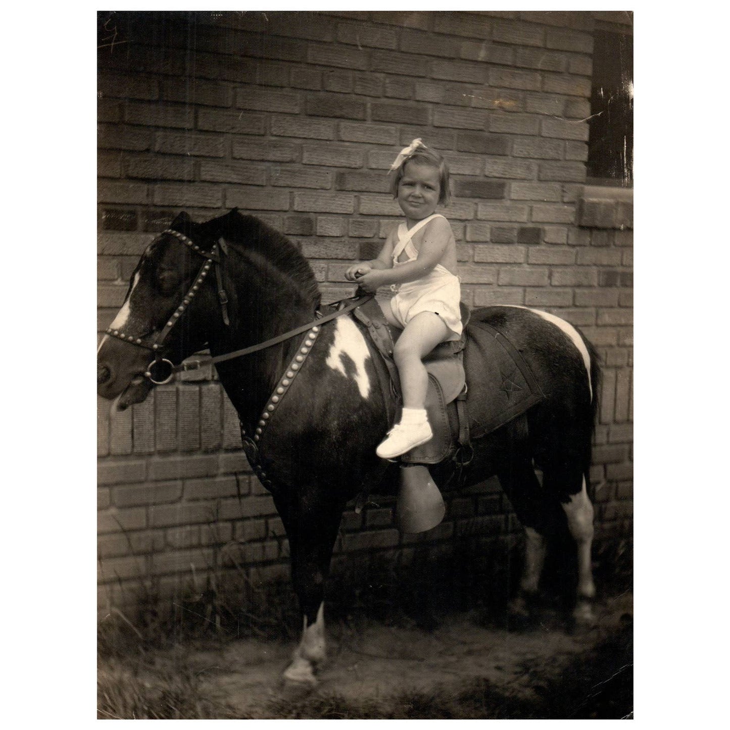 1935 Picture of Little Girl on Horse Jean Miller 2 1/2 Years Old Washington D.C. AC9