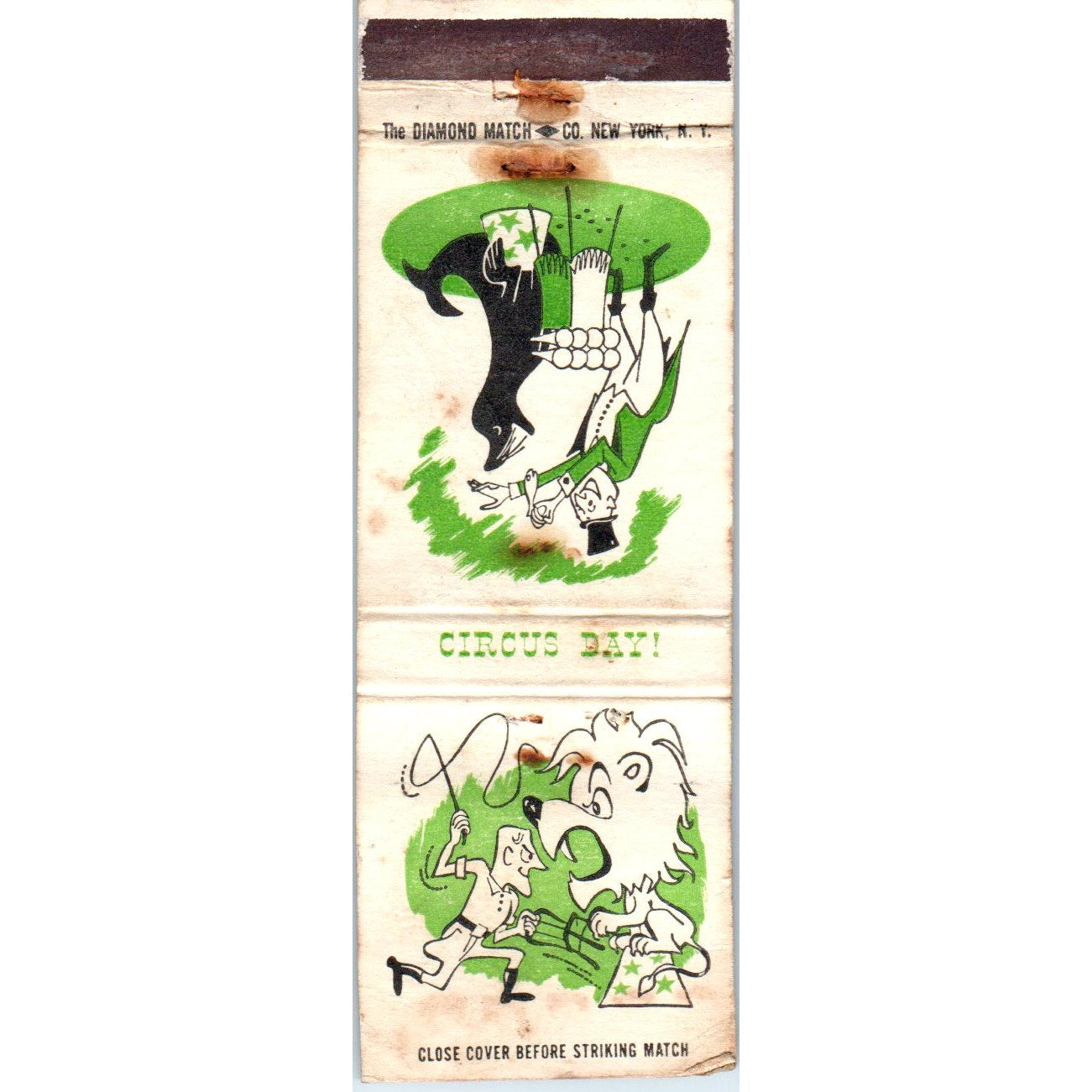 Circus Day Lion Tamer Seal Trainer Collectible Advertising Matchbook MM9-9