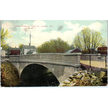 Cement Bridge Sparta Wisconsin 1919 Original Postcard TJ9-P3